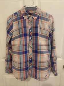 Talbots Damen Gr. 4 kariertes Langarm-Roll-Tab-Shirt mit Kragen mit Knopfleiste - Bild 1 von 15