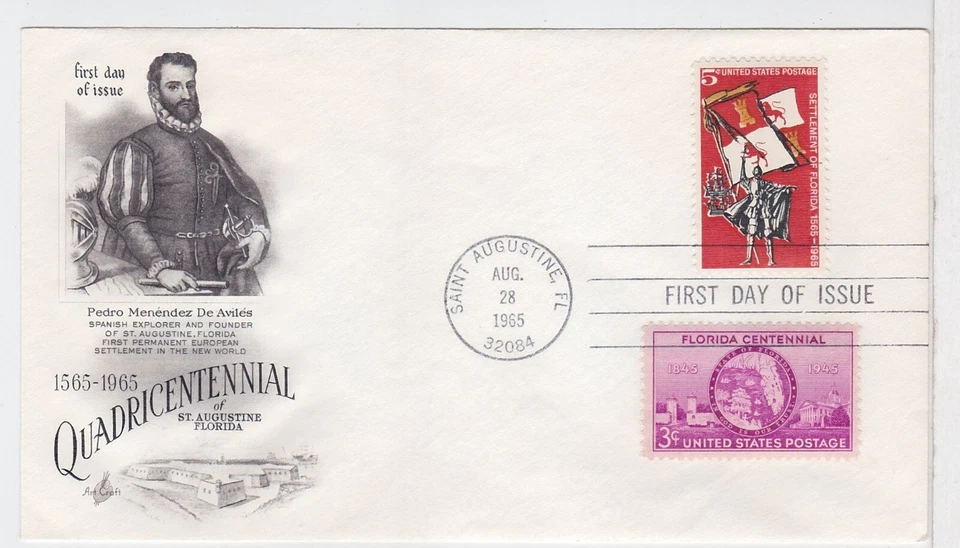 TurtlesTradingPost- St Augustine, Fl 400 Anniv. #1271- 1965- FDC Artcraft Combo - Image 1 of 1