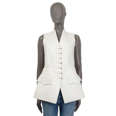 65308 auth LOUIS VUITTON ivory leather 2018 ASYMMETRIC Vest Jacket 34 XXS - Image 1 of 4