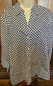 Foxcroft Damen Gr. XXL schwarz weiß Langarm Kettenmuster Knopfleiste Bluse - Bild 1 von 8