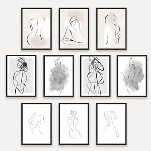 Modern One Line Prints Set Minimalism Home Canvas Poster Abstract Art Gift A4 A3