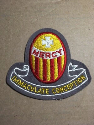 Vtg Mercy Immaculate Conception Sew On Felt Patch Embroidered Badge Church - Image 1 of 4