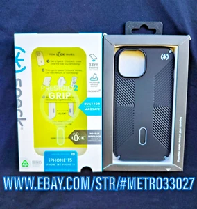 for Apple iPhone 15 SPEK PRESIDO 2 GRIP w/ClickLock Case BLACK/ w Tempered glass - Picture 1 of 8