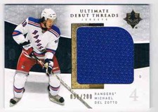 2009-10 ULTIMATE DEBUT THREADS MICHAEL DEL ZOTTO JERSEY 1 COLOR 051/200 NEW YORK