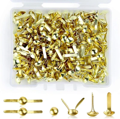 REALJOY 200 Pcs Split Pins, Metal Paper Fasteners Mini Brads, 4.5Mm X 8Mm round Scrapboo