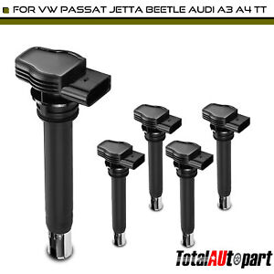 5Pcs Ignition Coil Pack for Audi TT RS Quattro Volkswagen Beetle Golf Jetta 2.5L
