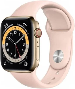 Apple Watch Series 6 44mm (komórkowy) Złoty Stal nierdzewna M/L Różowy pasek - Bardzo dobry - Zdjęcie 1 z 2