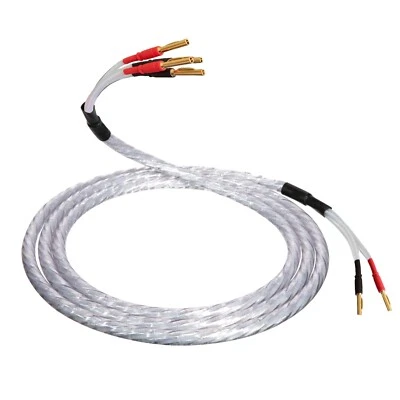 QED XT25 BI-WIRE Speaker Cable Gold Banana Plugs 2 to 4 Terminated SINGLE - Image 1 of 4