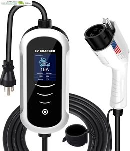 Level 1 & 2 EV Charger,16A 110V-240V Fast Charging with 25Ft Cable,Portable J177 - Picture 1 of 6