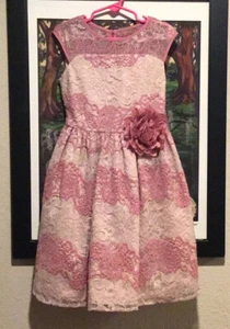 Marmellata Girls Dressy Dress Sz 6 Mauve & Ivory Lace Lined -Hoop skirt PreOwned - Picture 1 of 3