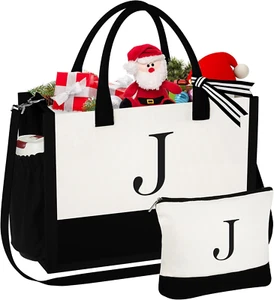 Personalized Canvas Tote & Makeup Bag - Perfect Christmas Gifts for Her - Picture 1 of 12