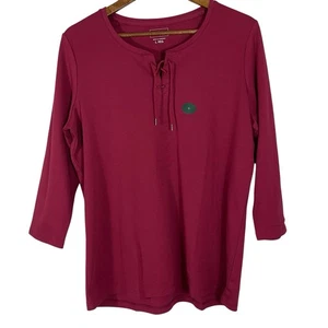 Camisa LL Bean Talla L Camiseta Regular Con Cordones Manga 3/4 Arándano Oscuro 100% Algodón - Imagen 1 de 14