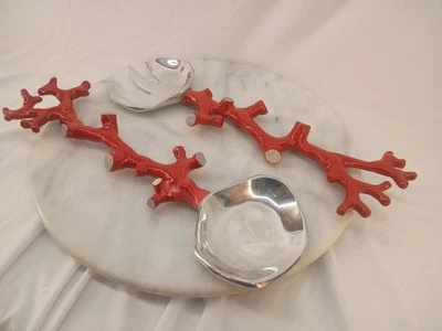 Juego de servir ensalada Michael Aram Ocean Reef rojo aluminio coral  Foto 1 de 4