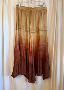 Just Cruising Women's Free Size Beige Brown Maxi Skirt Western Boho Embroidered - Picture 1 of 9