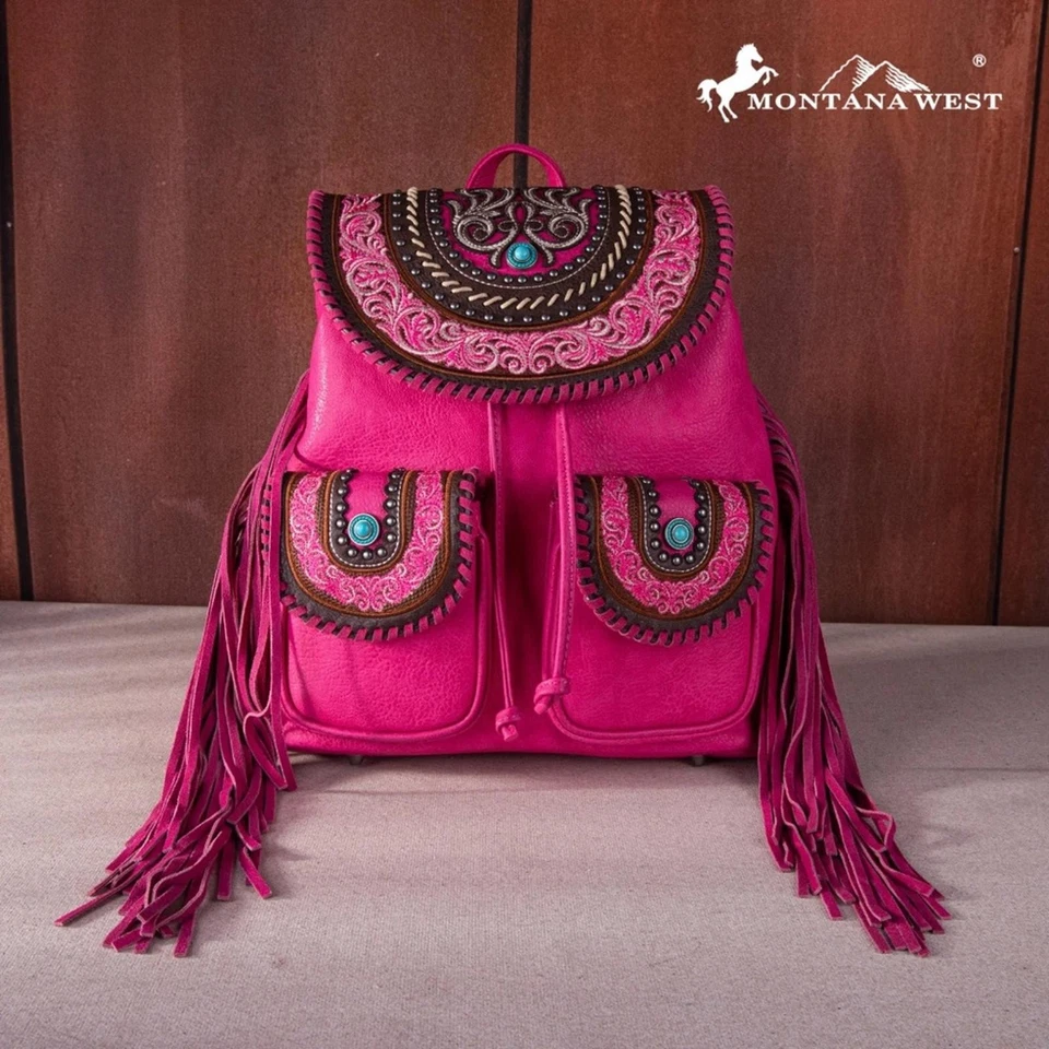 Рюкзак Montana West коллекция с цветочной вышивкой ярко-розовый - Изображение 1 из 4