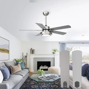 Ceiling Fans with Lights, 52inch Low Profile Ceiling Fan with Light, 6 Speeds... - Picture 1 of 7