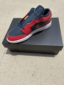 AMPUTEE Air Jordan Red & Blue 1 Low SE (GS) **RIGHT Shoe Only- Size 6 Youth- New - Picture 1 of 11