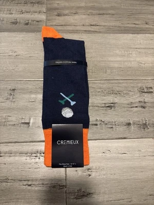 Calcetines de golf Cremieux de algodón italiano azul y naranja talla 6-12 1/2 nuevos con etiquetas Foto 1 de 4