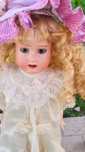 Antigua muñeca cabeza bisque hermanos Morimura ojos dormidos composición 21 pulgadas - Imagen 1 de 17