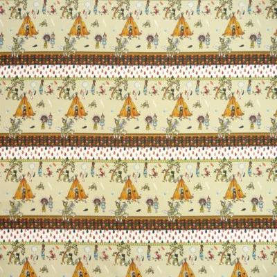 Gadinenstoff Voile beige Indianer Tiere Zelt 1,40m Breite - Bild 1 von 4