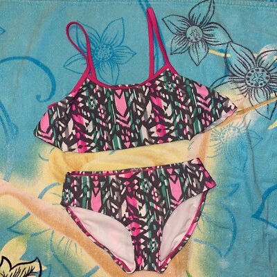 Девочек 2 шт. многоцветный купальник геометрический верхний размер 12 низ размер 10 - Изображение 1 из 4