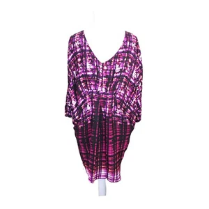 Maeve Shift Dress Size Small Purple Plaid Pattern 3/4 Sleeves Relaxed Fit - Picture 1 of 8