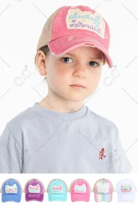 C.C Kids Children Always Be Mermaid Ponytail Messy Bun Tucker Baseball Cap Hat - Picture 1 of 6