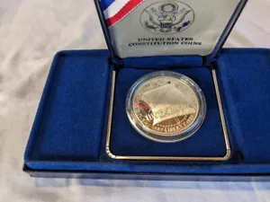 1987 U.S. Constitution Proof Silver Coin, + Box & COA - Picture 1 of 3