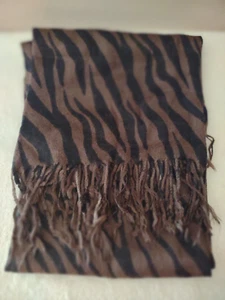 Avon Classic Animal Print Scarf Black & Brown 76 X 29 - Picture 1 of 1