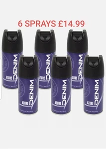 Denim Body Spray Azure 150ml 6 Pack Deodorant Spray £14.99 UK Mainland FREE P&P - Picture 1 of 4