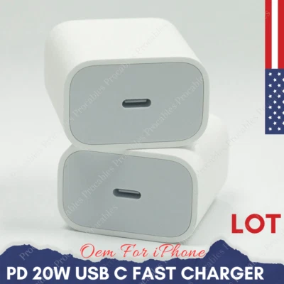 Lote de adaptador USB C cubo carregador rápido 20W PD para iPhone 17/16Pro Max/16Plus/15/14 - Imagem 1 de 4
