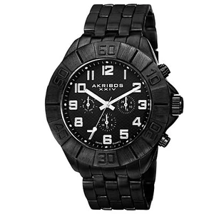 Neu Herren Akribos XXIV AK767BK Schweizer Quarz Multifunktion schwarz Armband Uhr - Bild 1 von 4