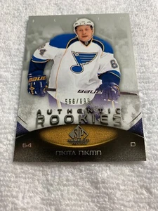 10/11 SPGU Authentic Rookies Nikita Nimitin Hockey Card #109 556/699 - Picture 1 of 4