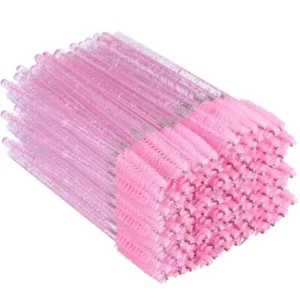 500PCS Pink Crystal Mascara Brushes Lash Spoolies for Extensions & Eyebrows - Picture 1 of 5