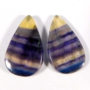 Venta al por mayor 20,90 quilates. Natural Increíble Multi Fluorita Par Pera Cabujón Piedras Preciosas - Imagen 1 de 3