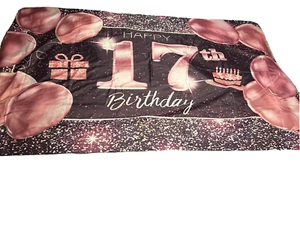 Birthday Banner - Happy 17th - Extra Large 6' x 4' Backdrop - Washable Fabric - Picture 1 of 2