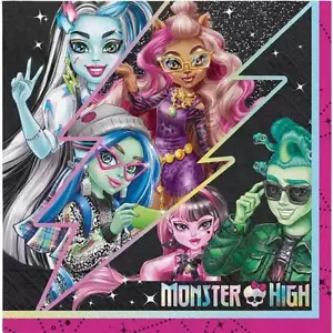 Servilletas de postre Monster High diseño de calavera suministros de fiesta de cumpleaños 16 quilates - Imagen 1 de 1
