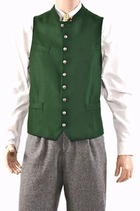 Trachten Herren Loden Weste Loser Gilet mit Stehkragen Ausseer Weste - Bild 1 von 5