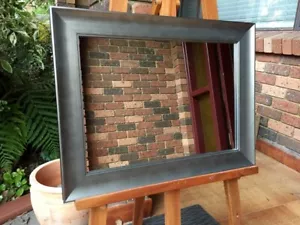 Industrial Style Aged Silver Wood Frame Wall Mirror 60cm x 45cm - Picture 1 of 4