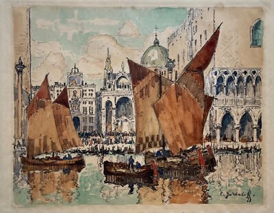 Lithografie handkoloriert Venedig Konstantin Ivanovich Gorbatov 1876-1945 - Bild 1 von 4