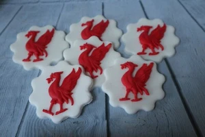 Liverbird cupcake topper set of 6 handmade fondant / sugarpaste Livepool LFC - Picture 1 of 4