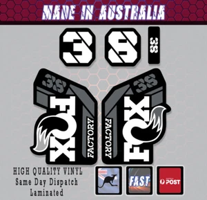 FOX style Factory 38 - 2021 Fork Decals Stickers White/Grey/Black  Laminated - Bild 1 von 2