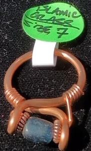 Copper Paleo Handcrafted Ring Sz 7 Gorgeous Ancient Authentic Islamic Glass bead - Picture 1 of 5