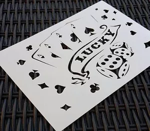 Gambling LUCKY DICE PLAY CARDS AIRBRUSHING STENCILS Spades Diamonds Hearts Paint - Picture 1 of 3