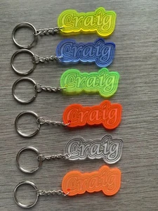 Personalised Acrylic Keyring GIFT ANY NAME SCHOOL TEACHER BAG TAG WORD Keychain - Picture 1 of 8