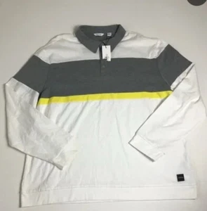 Calvin Klein Mens Modern Collegiate Rugby Polo Shirt M Stand White $79, New,L - Picture 1 of 3
