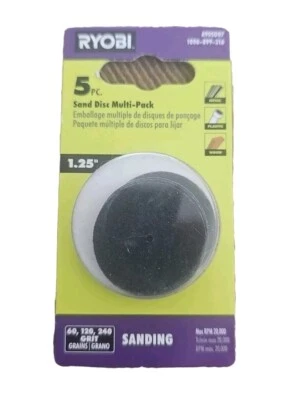 Ryobi A90SD07 Five Piece Sand Disc Multi Pack Metal Plastic Wood 1.25" - Image 1 of 2