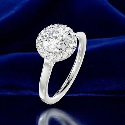 Diamond Engagement Ring Round 1.30 Ct Lab Created IGI Certified 14k White Gold - Image 1 of 4