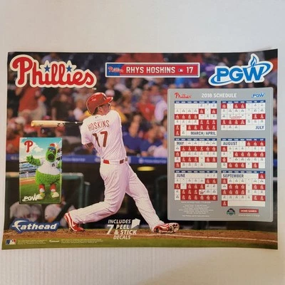 Rhys Hoskins Philadelphia Phillies 2018 Schedule w/7 Decals Fathead Baseball  - Image 1 of 4