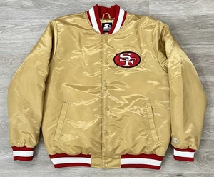 Veste rétro starter San Francisco 49ers satin doré bomber homme taille XL étiquette noire - Photo 1/9